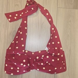 Polka Dot Halter Bikini Top - Red